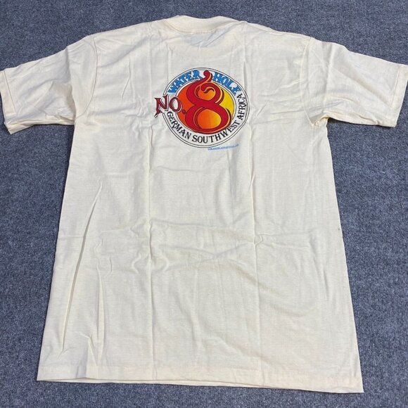 Water Hole Number 8  T-shirt L Beige Vintage Double Sided USA Made - Picture 1 of 7